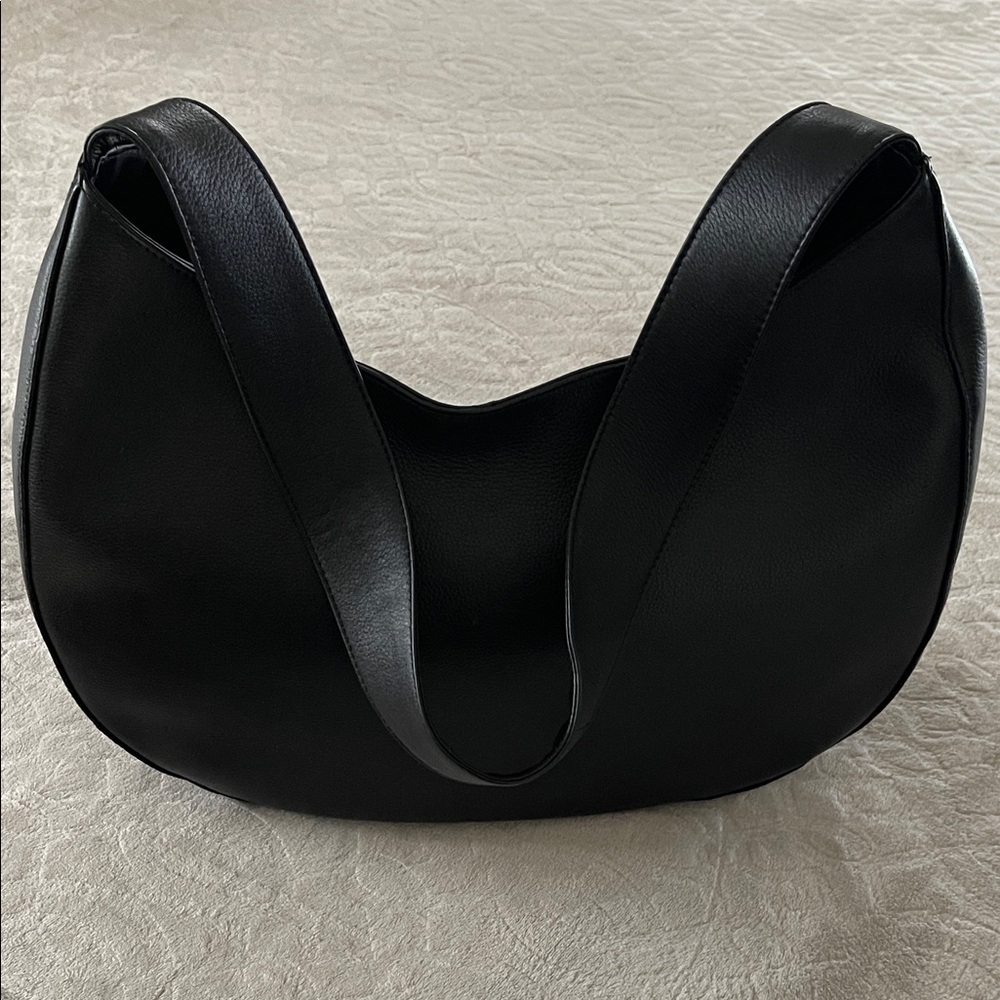 Elegant Black Genuine Leather Shoulder Bag